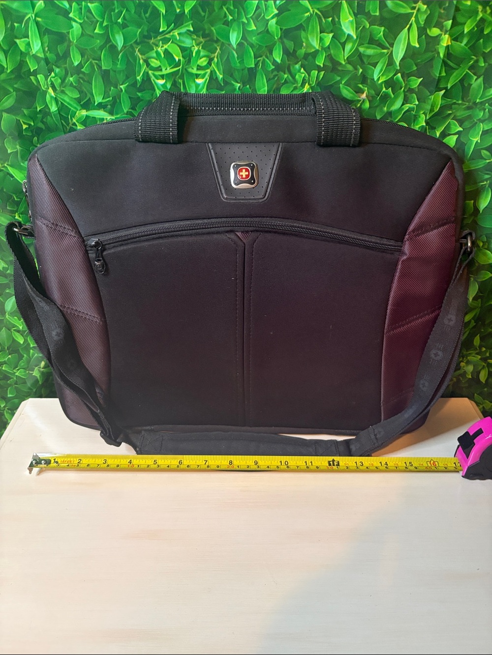 SwissGear Black Laptop Bag with Burgundy Panels